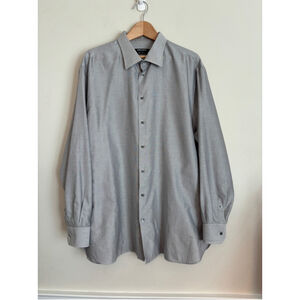 Giorgio Armani For Phil Russo Long Sleeve Dress Shirt Gray Men’s Size 18 1/2